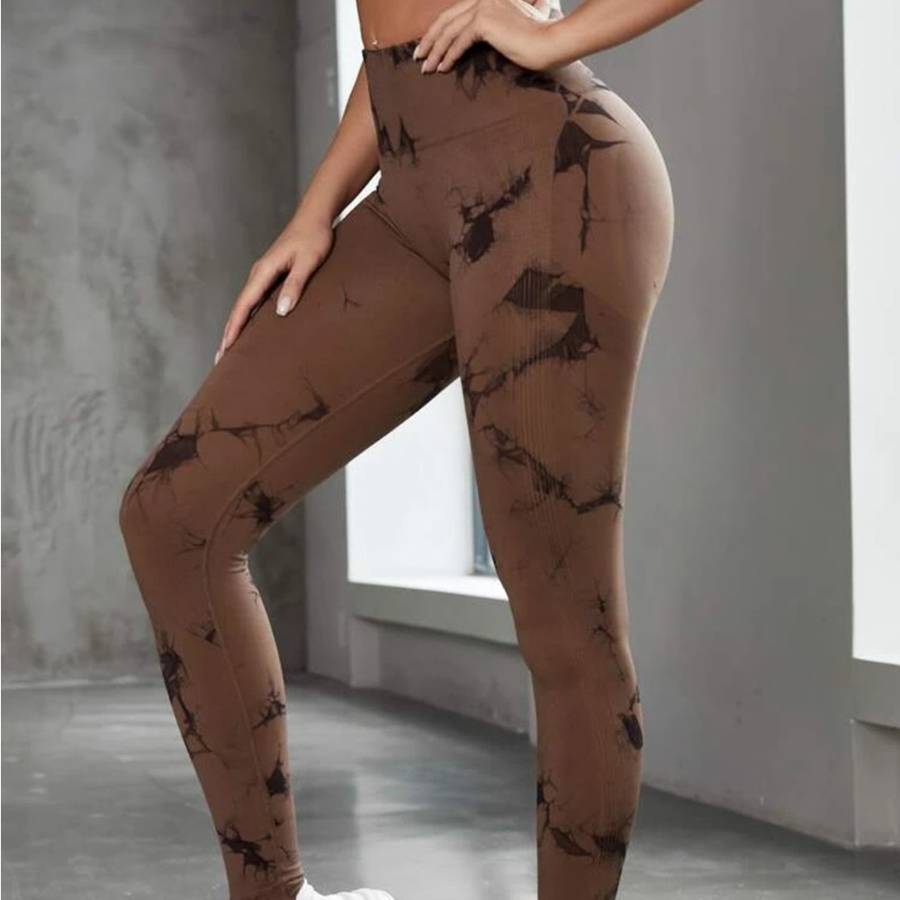 Brown and black tie dye leggings